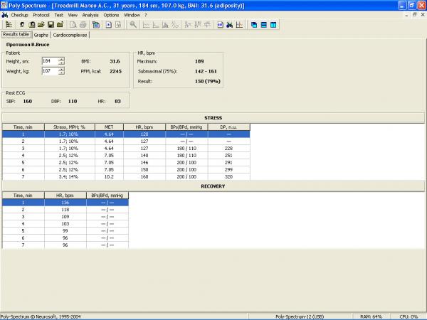 Soft analiza ECG teste de efort POLY-SPECTRUM-ERGO