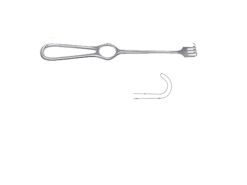 Retractor VOLKMANN, bont, 21.5cm  4 dinti, 9x19mm