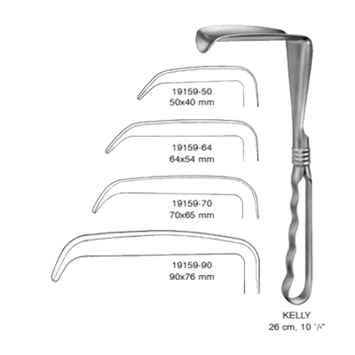 Retractor KELLY cu maner  64x54mm, L26cm