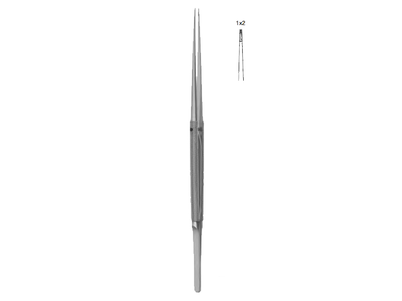 Pensa microchirurgie 18cmx0.4mm, dreapta, 1x2dinti, varf diamant 