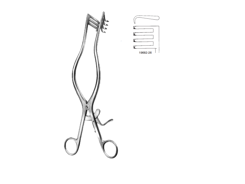 Retractor ADSON, ascutit, 26,5cm, 80mm 