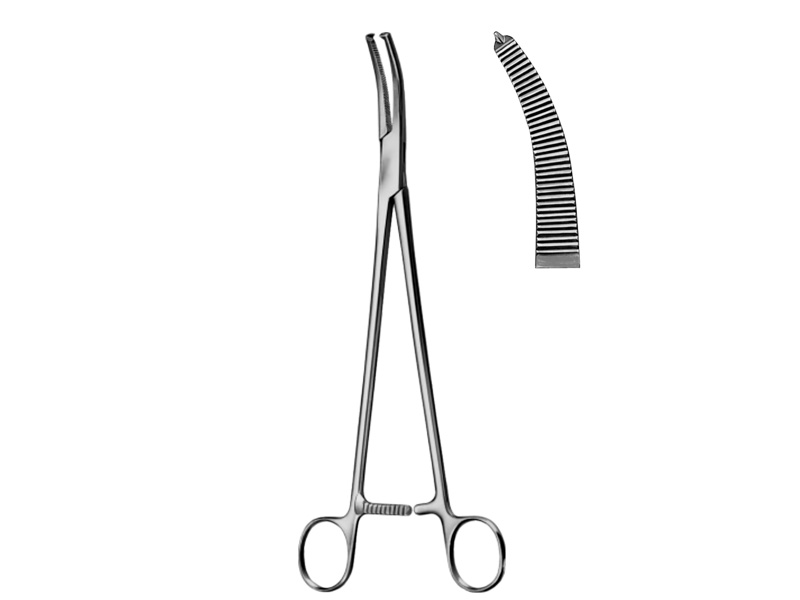 Pensa histerectomie WERTHEIM, curba, 1x2 dinti L22cm