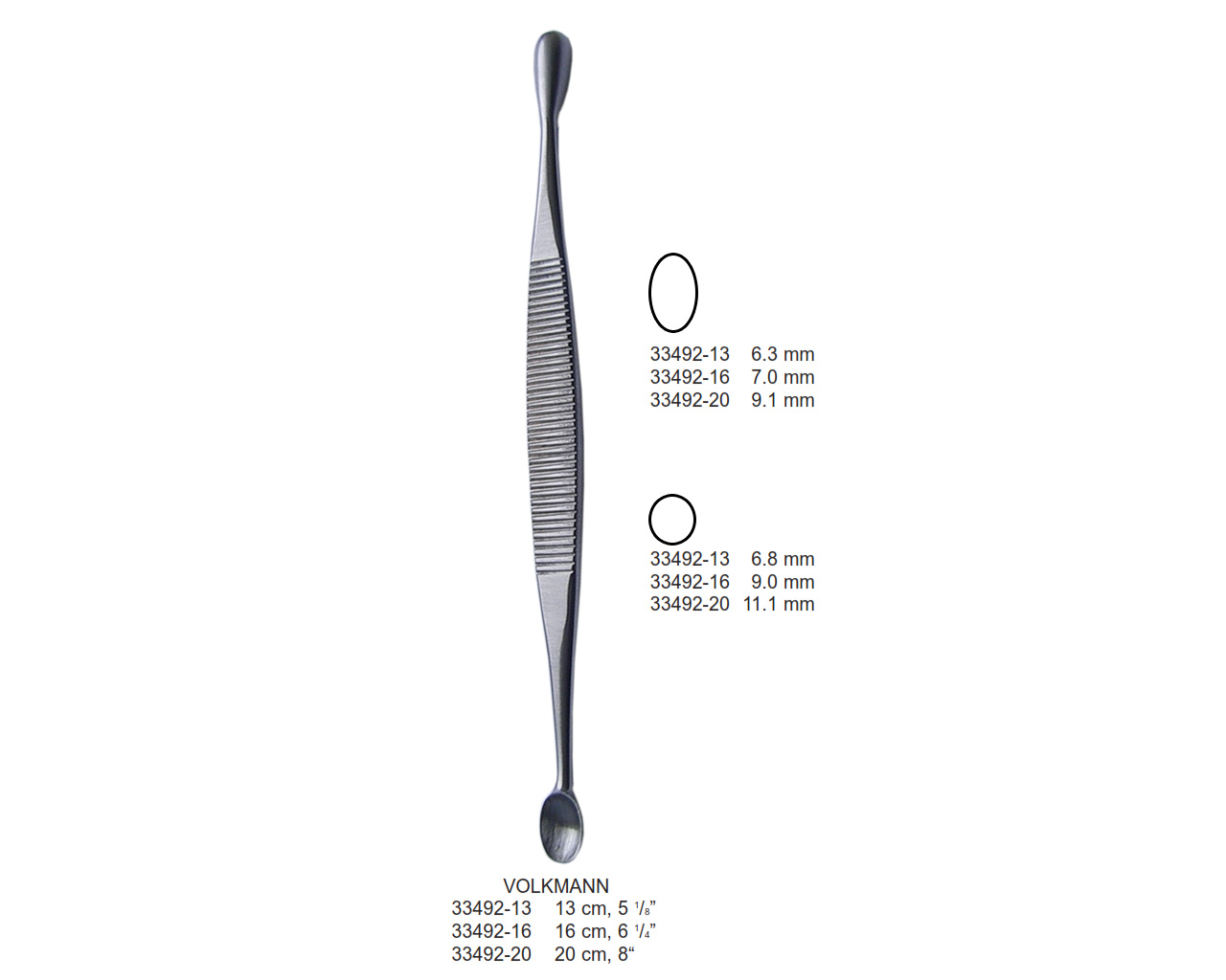 Chiureta dubla VOLKMANN  D6.3-6.8mm, L13cm - 