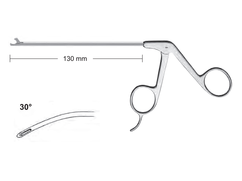 Foarfeca artroscopie HOOK, curba stanga, tip carlig, cu maner fara arc, 30grd, D3.4mm, L130mm 