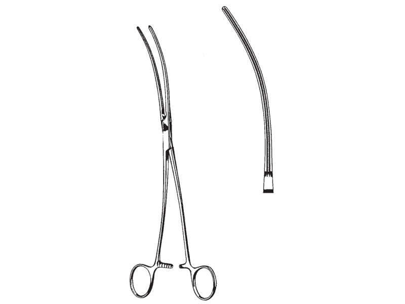 Clema anevrism aortic DE BAKEY, curba, 27cm 