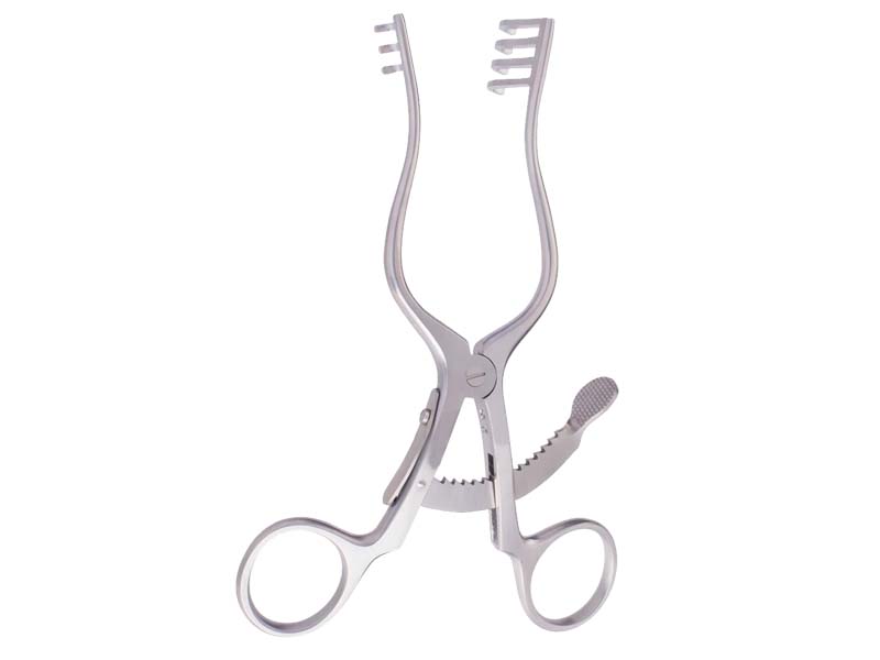 Retractor SCALP-CONTOUR cu prindere, varf ascutit 3x4 dinti, L13.5cm