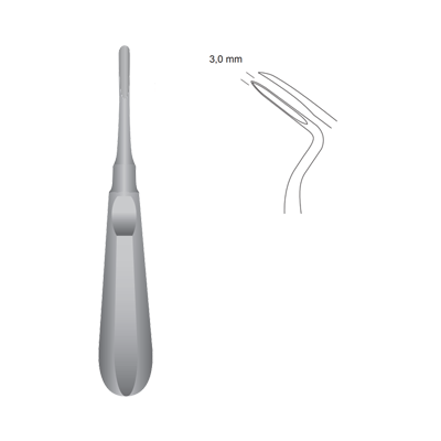 Elevator APICAL pentru radacini curb stanga, varf ascutit D3mm - 