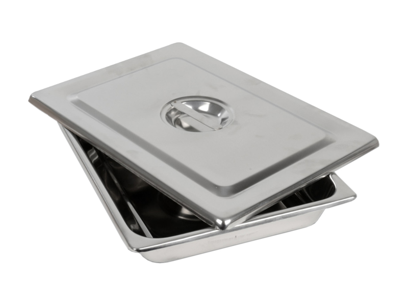 Tava din inox cu capac pentru instrumentar 355x254X50mm