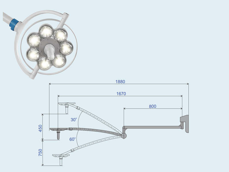 Lampa scialitica de perete EMALED 200W