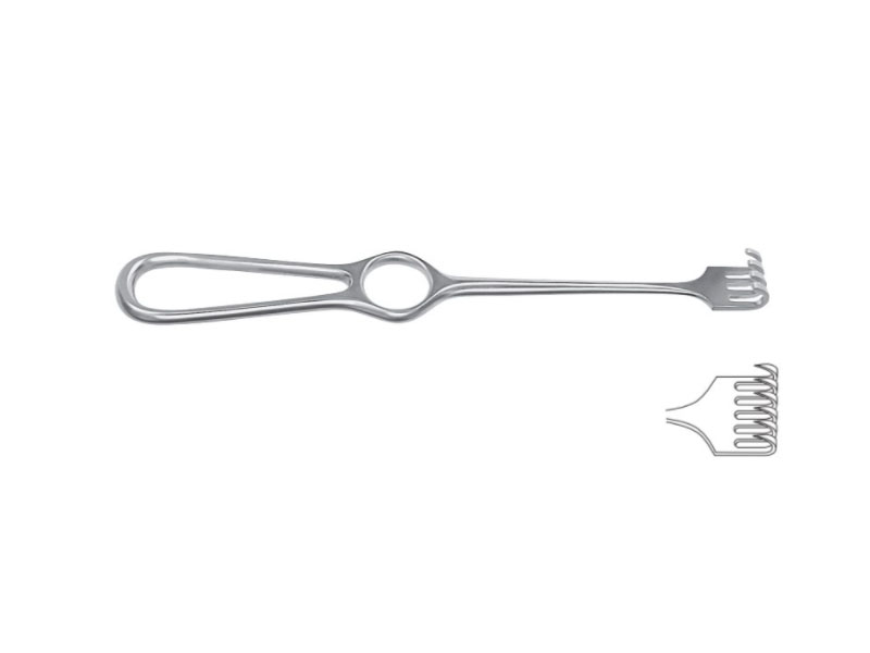 Retractor VOLKMANN, ascutit, 21.5cm  4 dinti, 9x19mm