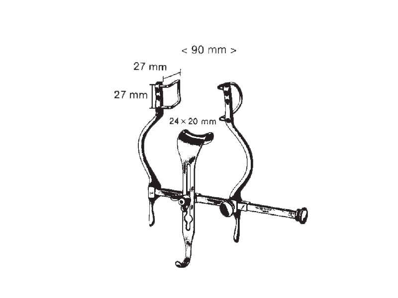 Retractor abdominal, BALFOUR-BABY, 90mm, 72x27mm/24x20mm 